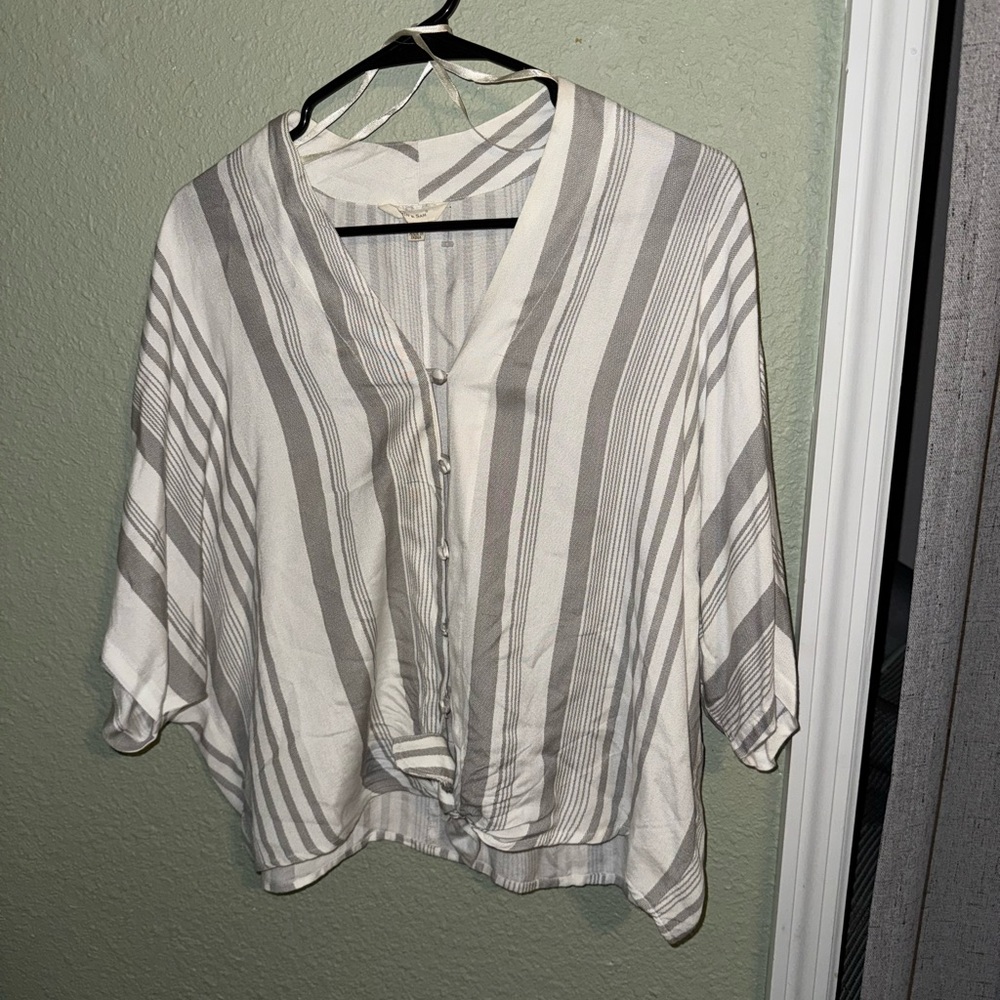 Sim & Sam, Gray and White Striped Blouse
